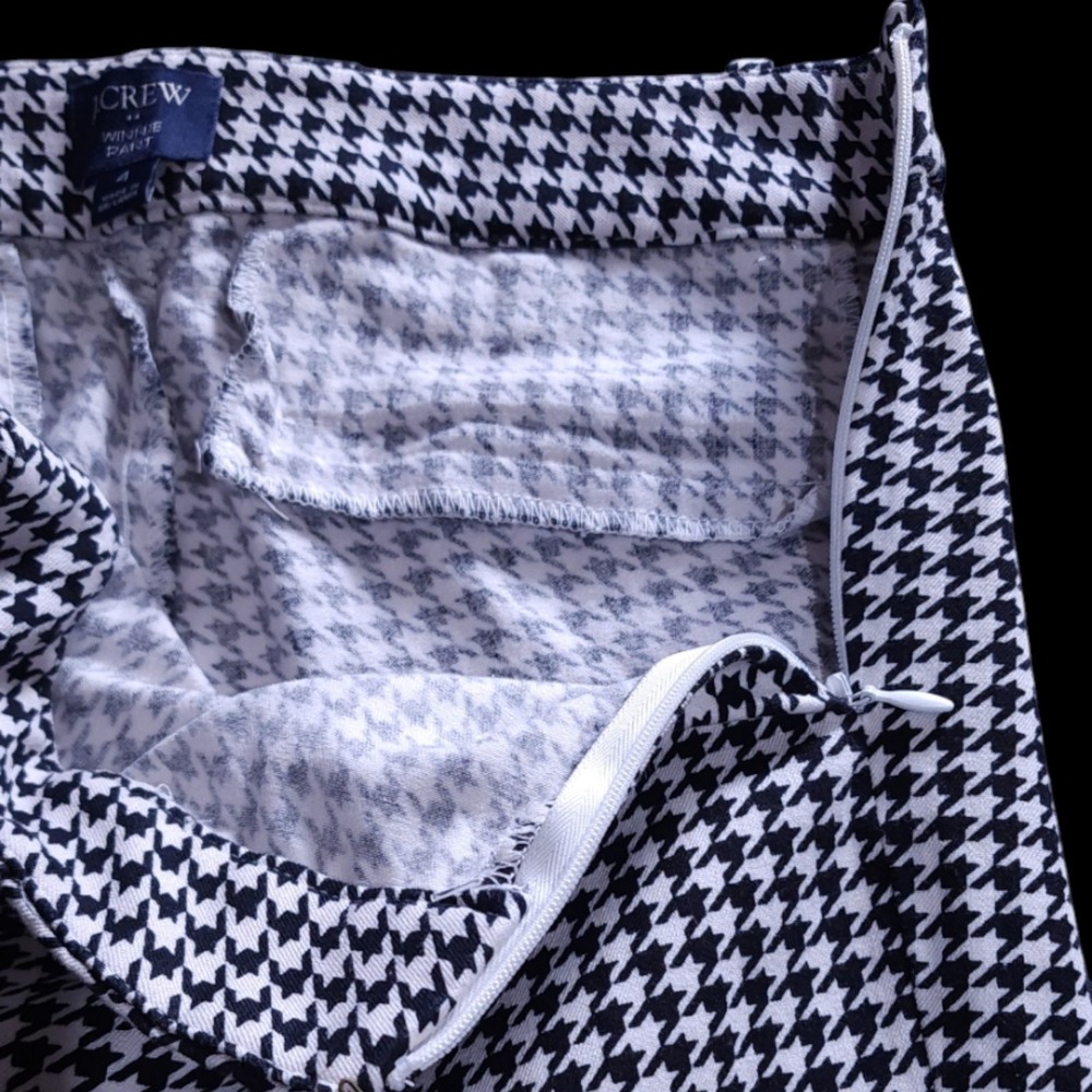 J. Crew Winnie Pants‎ 4 Black White Houndstooth Pixie Cropped Stretch Workwear - Picture 5 of 10